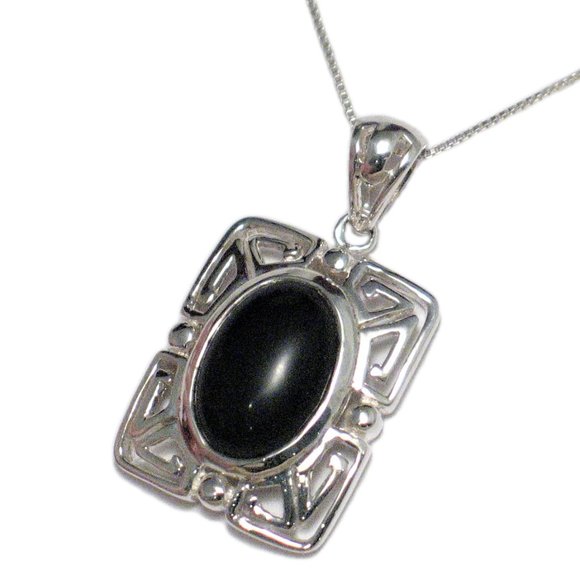 Box Chain Necklace Pendant Set w/ Black Onyx - Picture 1 of 4